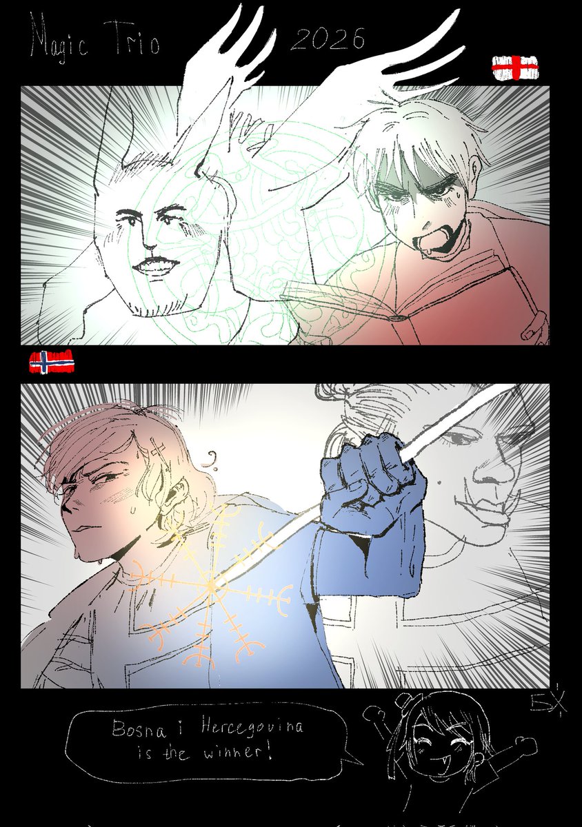BelHelgalar's tweet photo. 🏴󠁧󠁢󠁥󠁮󠁧󠁿 vs 🇳🇴
 whose magic is more powerful
#hetalia https://t.co/hbEEjCC8OF