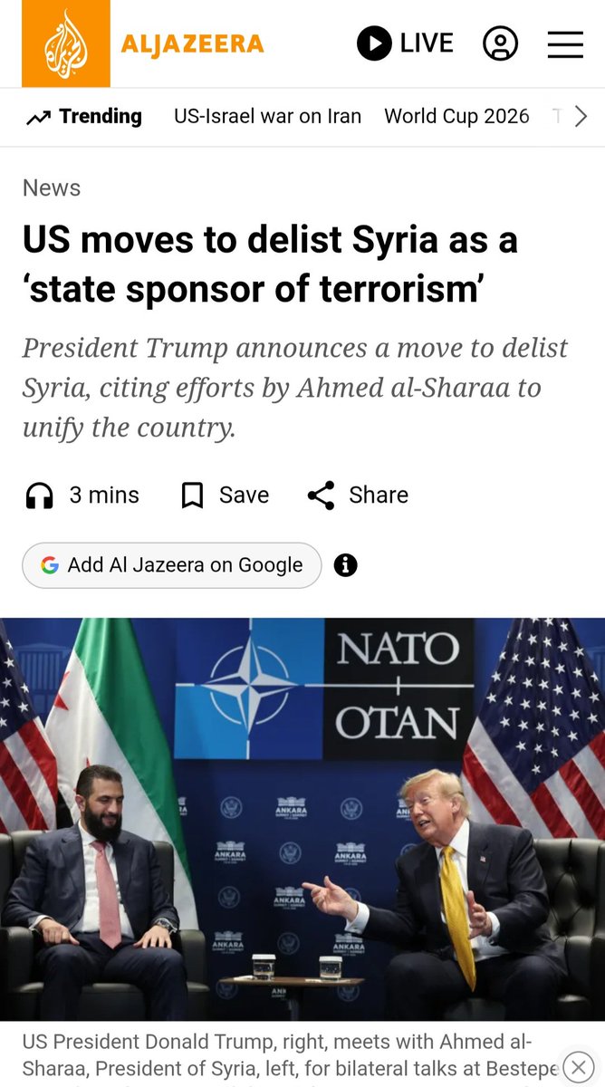 IzadiFoad's tweet photo. الگوی جولانی یا الگوی ایرانی؟

قول ترامپ به جولانی در دیدار دیروز این بود: "سوریه را از لیست کشورهای حامی تروریسم خارج خواهیم کرد". ترامپ پیش از این گفته بود جولانی "کاملا با آمریکا هماهنگ است" و اضافه کرده بود که برای برخورد با حزب‌الله لبنان در فکر استفاده از او است.

وزیر خارجه آمریکا هم دیروز گفت: "لغو تحریم‌ها علیه سوریه، تجارت و سرمایه‌گذاری بین‌المللی را آزاد خواهد کرد و به سوریه فرصتی برای بازسازی می‌دهد."

یعنی:
یک سال و نیم بعد از به قدرت رسیدن توسط آمریکا
چهار دیدار حضوری با ترامپ
پذيرش اشغال بخش قابل توجهی از خاک سوریه توسط اسرائیل
آمادگی رسمی برای مزدوری آمریکا...

جولانی تازه قول خروج سوریه از لیست کشورهای حامی تروریسم را دریافت کرده.

مقام محترم جمهوری اسلامی،

برای لغو درازمدت تحریم‌های آمریکا باید جولانی شوید.
حاضرید؟

لغو درازمدت تحریم‌های آمریکا علیه جمهوری اسلامی ایران توهم است، توهم است، توهم.

راه‌حل:

۱- تجربه نشان داده امتیاز و مذاکره سایه جنگ را دور نمی‌کند. چون به گفته امام شهید "آمریکا می‌خواهد ایران را ببلعد." یعنی امتیاز، هرچقدر هم که بزرگ باشد، برای او کافی نیست. در چهار ماه گذشته هیچ شواهدی در عدم صحت‌ این تحلیل امام شهید نداریم.

۲- علی الاصول اولویت اول کشور باید شکستن چرخه: حمله، آتش­‌بس، مذاکره، حمله باشد. نه دریافت سویای تراریخته آمریکایی یا غیر آمریکایی، که آن هم در تردید است.

۳- روش صحیح دور کردن سایه جنگ از کشور بازدارندگی نظامی است. لطفا لیستی از تأسیسات آب‌شیرین‌کن و تأسیسات نفتی هدف ایران در منطقه منتشر کنید. در صورت حمله مجدد به ایران، این تأسیسات باید به گونه‌ای تخریب شوند که بازسازی آنها حداقل دو سال زمان ببرد. حمله به ایران نباید عادی‌سازی شود.

تخریب محدود بازدارندگی لازم را ایجاد نمی‌کند. ترامپ به تخریب محدود این تأسیسات به عنوان پروژه بازسازی برای شرکت‌های آمریکایی نگاه می‌کند. اما تخریب گسترده قیمت‌های جهانی نفت و گاز را برای حداقل دو سال بالا نگه می‌دارد و بازدارندگی لازم را ایجاد می‌کند. مسیرهای جایگزین تنگه هرمز باید در اولویت اهداف ایران باشد.

اگر آمریکایی‌ها بدانند ایران واقعا به این سبک پاسخ خواهد داد به ایران حمله نخواهند کرد.

۴- لطفا تنگه هرمز را حداقل برای دو ماه واقعا ببندید. آمریکا هنوز هزینه اقتصادی لازم برای حمله به ایران را پرداخت نکرده. قابل تحمل بودن هزینه حمله به ایران یعنی حمله مجدد.

مقامات کشور گفته‌اند در ماه‌های گذشته تمام نفت‌های روی آب کشور و بیش از آن با قیمت بالا فروخته و پول‌ها دریافت شده است. کشور برای تأمین هزینه‌ها برای دو ماه آینده پول دارد.

۵- لطفا کشور را معطل توهم لغو درازمدت تحریم‌ها یا سرمایه‌گذاری ۳۰۰ میلیاردی نکنید.

۶- لطفا بعد از بازگشایی محدود تنگه هرمز دریافت عوارض را فراموش نکنید.

اگر ایران در تنگه هرمز عوارض دریافت نکند، آمریکا و شرکت‌های بیمه انگلیسی دریافت خواهند کرد. ترامپ چند روز پیش گفته بود "تنگه هرمز ماشین چاپ پول است".

برآوردهای بین‌المللی درباره ظرفیت درآمدزایی تنگه‌هرمز:

رویترز: ۱۱۰ میلیارد دلار
اندیشکده آکسفورد پراسس: ۸۰ میلیارد دلار
جی پی مورگان (بزرگترین شرکت خدمات مالی و بانکداری آمریکا): بین ۷۰ تا ۹۰ میلیارد دلار... یعنی دوبرابر فروش نفت.

دریافت عوارض نقض هیچ قانون بین‌المللی نیست. ایران عضو کنوانسیون حقوق درياها نیست. دریافت عوارض متعارف ایران را در دنیا منزوی نمی‌کند.

https://t.co/Aa1yn1U3Bh
