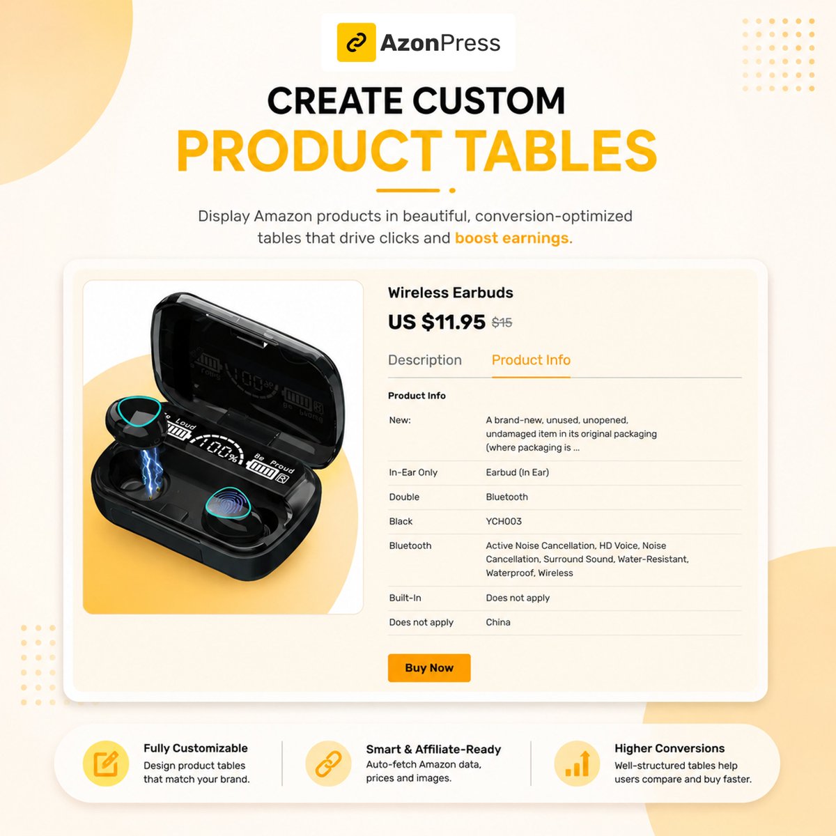 AzonPressWP's tweet photo. Your Amazon products deserve more than plain affiliate links.
Build beautiful, customizable product tables with AzonPress and help visitors compare products faster.
Full setup guide: https://t.co/oRF035yNQl
#AffiliateMarketing #AmazonAffiliates #amazonassociates #AzonPress https://t.co/I4bngINJQS