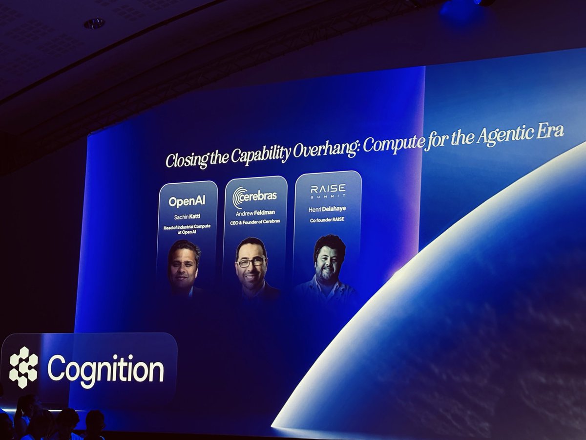 sugumaran___'s tweet photo. The capability overhang in AI is real, and bridging it requires serious infrastructure.

We cannot scale agentic workflows into production without fundamentally rethinking the hardware layer. Tuning in to "Closing the Capability Overhang: Compute for the Agentic Era" at the RAISE Summit to hear how leaders are tackling industrial-scale compute constraints.

Insights from:
 Sachin Katti (@sk7037) of @OpenAI and @andrewdfeldman of @cerebras   
 Henri Delahaye of @RaiseSummit 

#RAISESummit #AIInfrastructure #MLOps #EnterpriseAI #AgenticAI