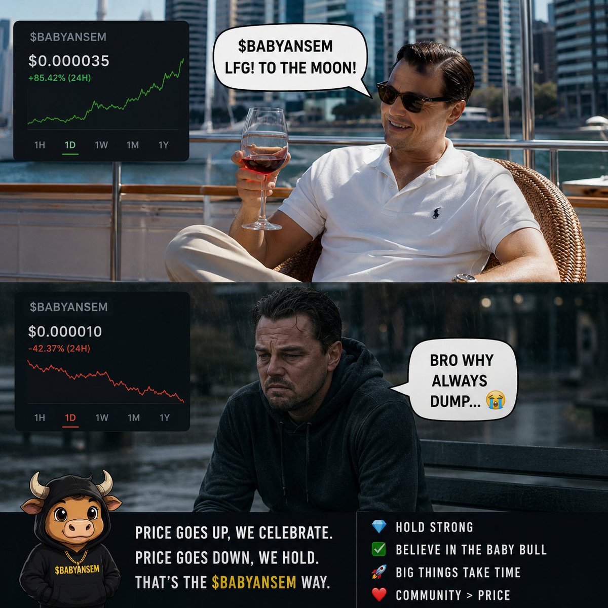 0xSeryooo's tweet photo. Me when $BABYANSEM pumps:
"I knew it all along." 😎
Me when $BABYANSEM dips:
"Guess I'm buying more." 🫡

The emotions change.
The conviction doesn't.
Baby Bull season is loading. 🐂🚀

$BABYANSEM https://t.co/dxY5vQPatx