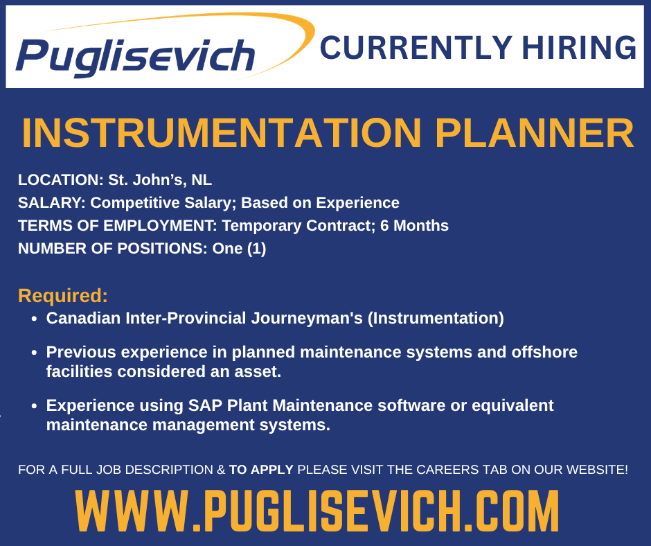 PCSLNL's tweet photo. NOW HIRING!

INSTRUMENTATION PLANNER

LOCATION: St. John’s, NL

 For a full job description and to apply click the link below:
 https://t.co/3eBEiMbNtY https://t.co/RTzDgE9eOB