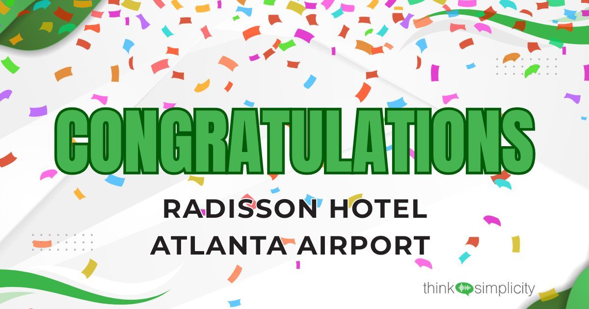 Think_Simplicit's tweet photo. 🎉 Congratulations to Radisson Hotel Atlanta Airport!

The contest may be over, but the journey is just beginning.

Follow along as we share their hotel communication modernization from planning through implementation. https://t.co/r2FkhIjUNa