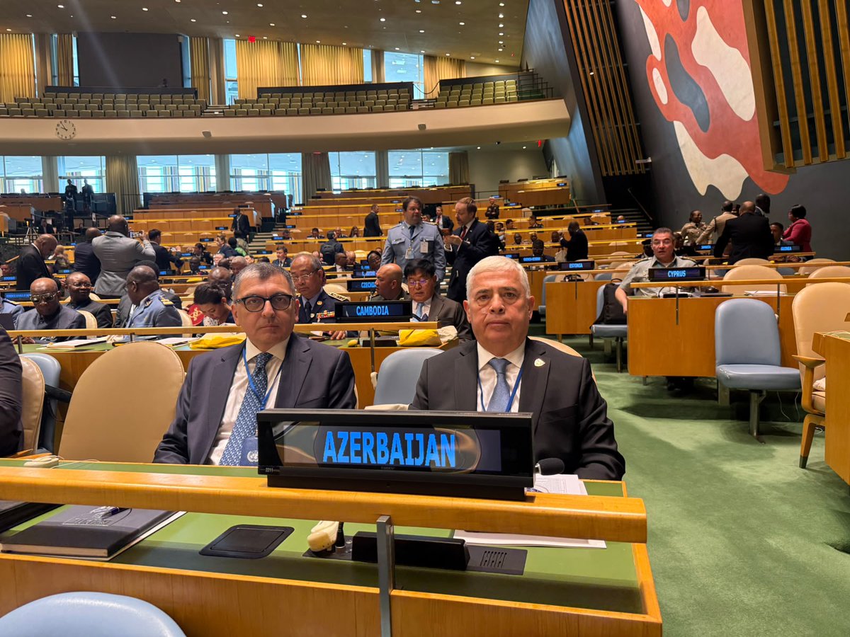 AzmissionUN's tweet photo. The Delegation of the Republic of Azerbaijan, led by Mr. Ismat Aliyev, Deputy Minister of Internal Affairs, participated in the Fifth United Nations Chiefs of Police Summit (#UNCOPSV) at UN Headquarters.

On the margins of the Summit, the Deputy Minister held bilateral meetings with counterparts and participated in a number of side events.

As the principal global forum for senior police leadership, #UNCOPSV advances dialogue and cooperation to address transnational security challenges and strengthen partnerships between national police services and United Nations policing.