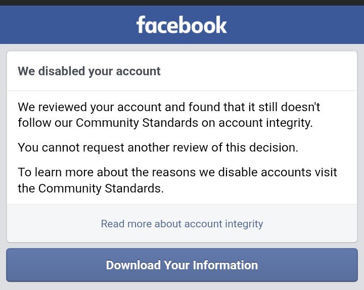 satzu_angat's tweet photo. @Meta @facebook Y'ALL DISABLED MY FB ACCOUNT FOR NOTHING! I rarely open this account, only open it when friends or parents chat me You even suspend my backup account bad thing is its the 1st it got supended and was about to appeal 2nd time but it got disable alr! BOYCOTT FB&amp;META https://t.co/cxIgpPnf2K