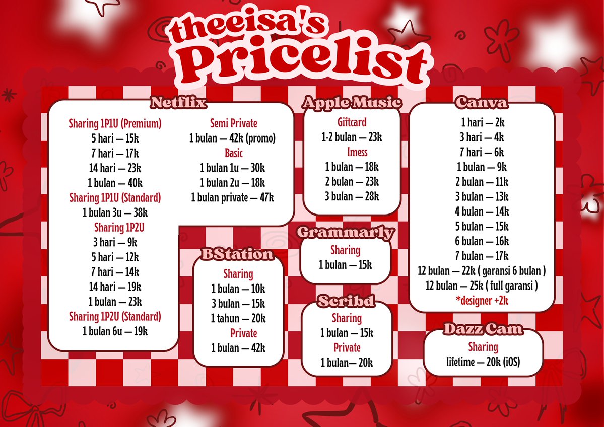 _theeisa_'s tweet photo. here is my pricelist𓂃˖˳·˖ ִֶָ ⋆🧸͙⋆  ִֶָ˖·˳˖𓂃 ִֶָ

please take a close look(｡•̀ᴗ-)✧  if you have any questions, feel free to DM or contact me via the WhatsApp link in my bio𓂃𓂂𖡼.𖤣𖥧𓈒◌܀𖥧𖧧 ˒˒.·˚ ₊˚ˑ𓆸 https://t.co/ltC5DDgxFg