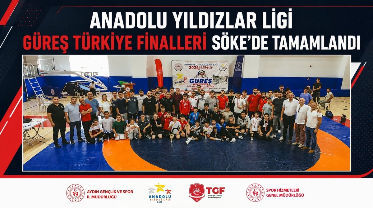 GSBAydin's tweet photo. 05-09 Temmuz 2026 tarihleri arasında ilimizin ev sahipliğinde düzenlenen 2026 Anadolu Yıldızlar Ligi Güreş Branşı Türkiye Finalleri, Söke ilçemizde tamamlandı.

Haberin devamı⏬⏬
https://t.co/aIzFCsp31Y https://t.co/ORoKovpHTv