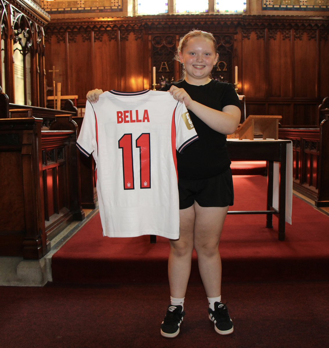 MrGSGC's tweet photo. The final version of the #ATSA logo can now be revealed! 

Our new name and logo will be in place from September 2026.
 
Well done again to Bella, from St. Stephen’s who designed this. 

It was lovely to see Bella in church this morning to present her with her prize 🏴󠁧󠁢󠁥󠁮󠁧󠁿🦁🦁🦁⚽️ https://t.co/03RWW9swI1