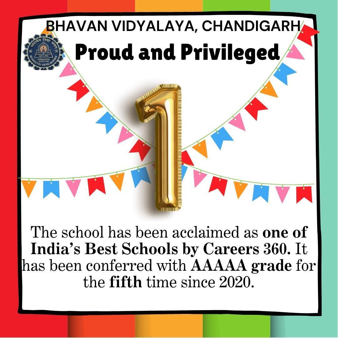 BhavanCHD's tweet photo. The school has once again been recognised among India’s Best Schools by Careers360, earning the prestigious AAAAA Grade for the fifth time since 2020. This recognition reflects our pursuit of academic excellence and holistic education. https://t.co/0qkad0XaYO