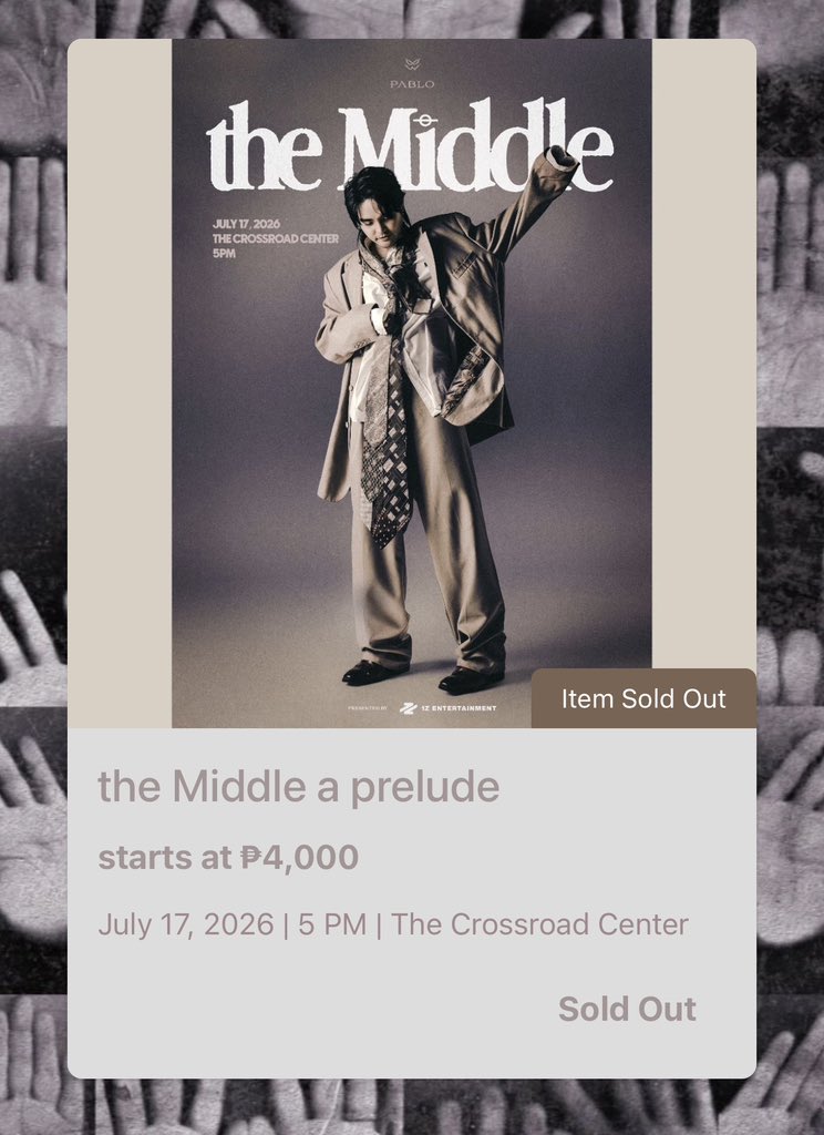 jorgesnic's tweet photo. Sold out.

Masakit kasi di ako nakasecure, but I’m so so so happy you’re able to sell out the concert @imszmc 🥹😭

THE MIDDLE TICKET SELLING
@imszmc #PABLO 
#USAD #theMiddle https://t.co/QBzCAfCVxC