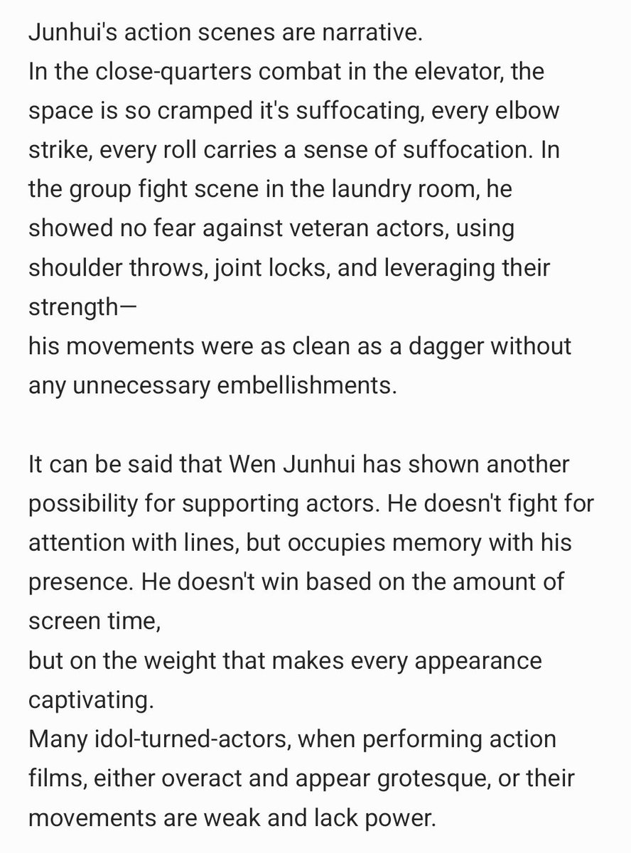 JunPOPbase's tweet photo. 折耳电影 Weibo update for JUNHUI 

"He doesn't fight for attention with lines, but occupies memory with his presence. He doesn't win based on the amount of screen time,
but on the weight that makes every appearance captivating." https://t.co/6BpcJ4H98B