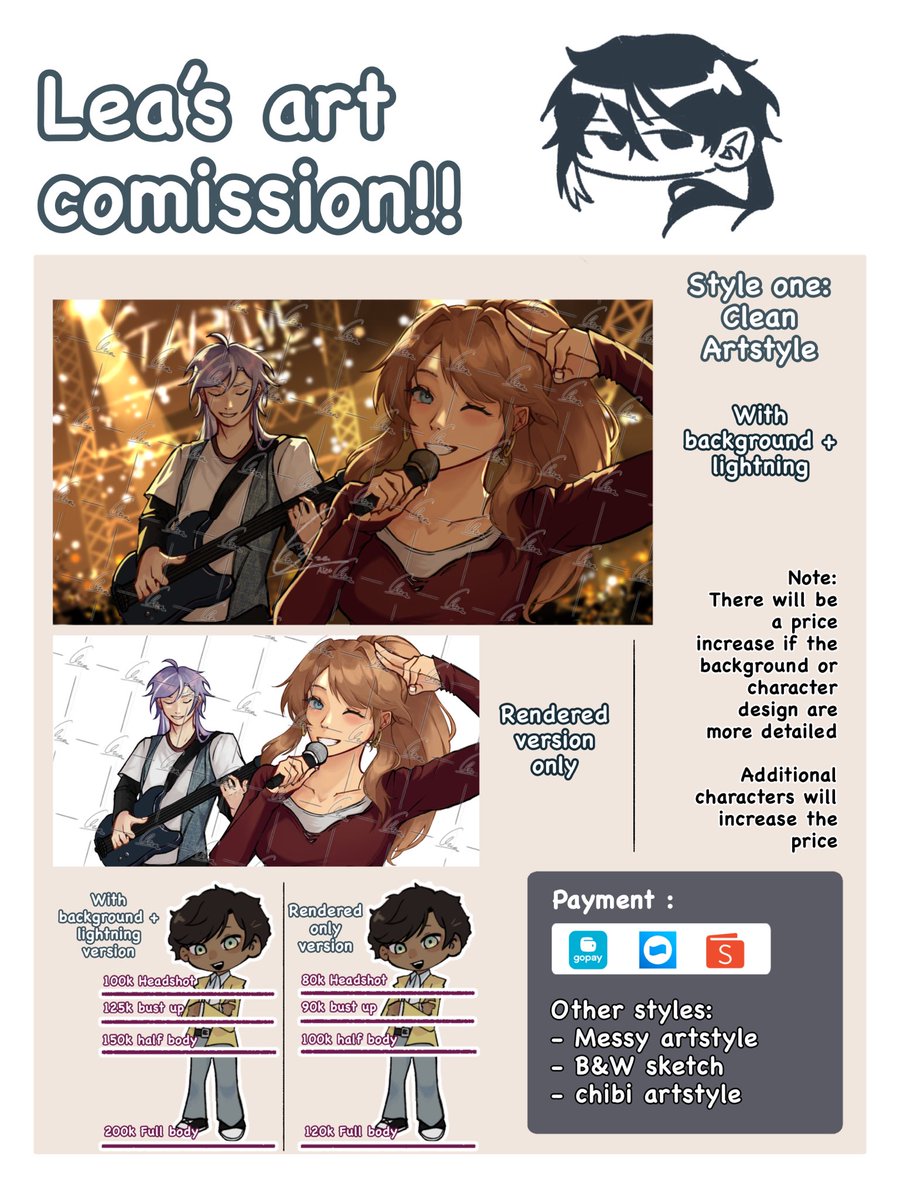 leapzm9's tweet photo. ✨COMMISSION OPEN ✨
[RT &amp; likes are appreciated]

Hihi!! Lea’s here~, my commission are now open for local!! Feel free to DM if you have any questions or interested‼️(>U<)//

Info lengkap ada di bawah ya~
#commission #commissionart  #zonajajan #zonauang #artidn #opencommission https://t.co/yBnwzYF0rN