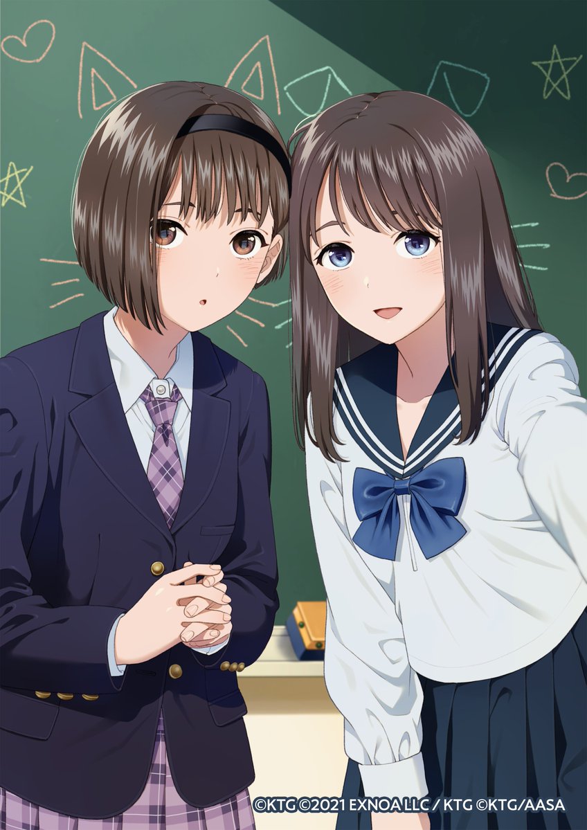 BR_general_info's tweet photo. 【#ブルリフQカウントダウン キャンペーン】

＼発売まであと7日！／
漫画『けものみち』の作画ご担当・まったくモー助(@mmousuke)さんより、教室で自撮りする愛央と詩帆です！

フォロー＆引用RPで「#ブルリフQカウントダウン」をつけて感想の投稿でイラストステッカーセットを７名様にプレゼント🎁

イラストは #ブルリフ帝 発売時に描きおろしいただいたものです
