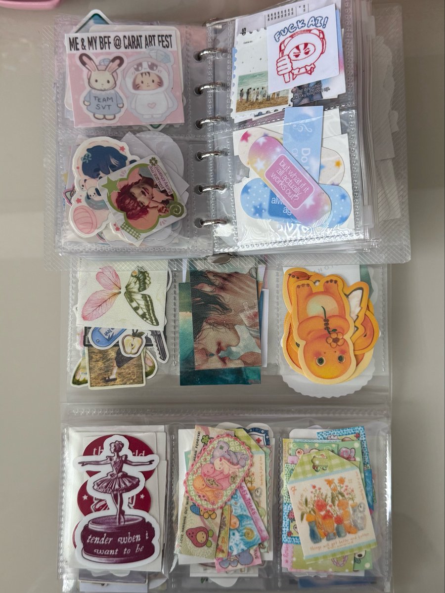 taesdearest's tweet photo. stickers and prints finally organized ٩(^ᗜ^ )و ´- https://t.co/4QkhH7yESq