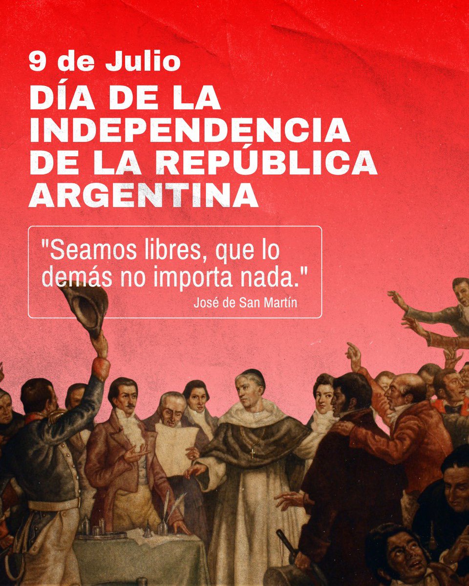 mariuschmuck_'s tweet photo. 9 de julio de 1816. 

Ser libres no fue una frase solamente: fue una decisión valiente, tomada en un momento incierto, por gente que eligió creer en algo más grande. 

Feliz Día de la Independencia. https://t.co/00E8uI7zVz