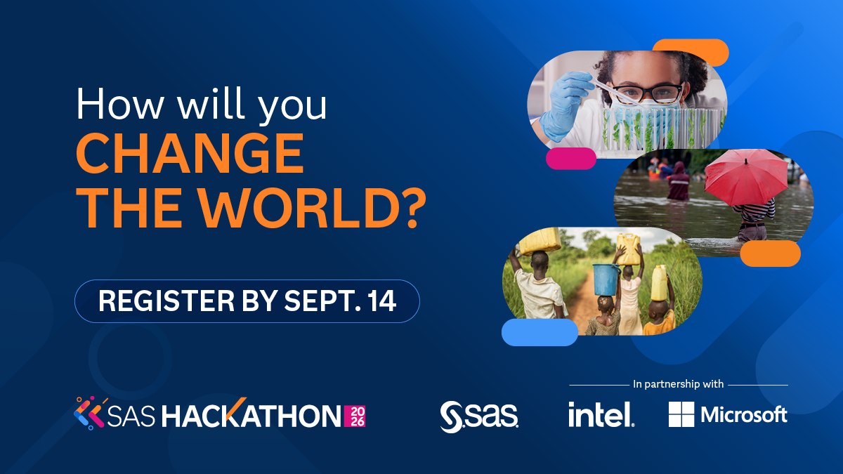 sas_anz's tweet photo. For six years, the #SASHackathon has united big ideas, bright minds and code across the globe. Want in on the 2026 season? Get the specifics and register before September 14. Don't let this opportunity pass you by because the best ideas don't wait around. https://t.co/wMc8ugqBKf https://t.co/uHlFK290Bq