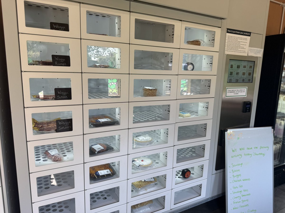 Weggster's tweet photo. This is blowing my mind.

I live remotely, not even Ubers or local taxis, yet there is a farm shop with vending machines selling quality local produce &amp; most is cheaper than Tesco.
Open 24 hours a day.

We’ve just been and it’s fabulous. https://t.co/Pd6TzCGxu4