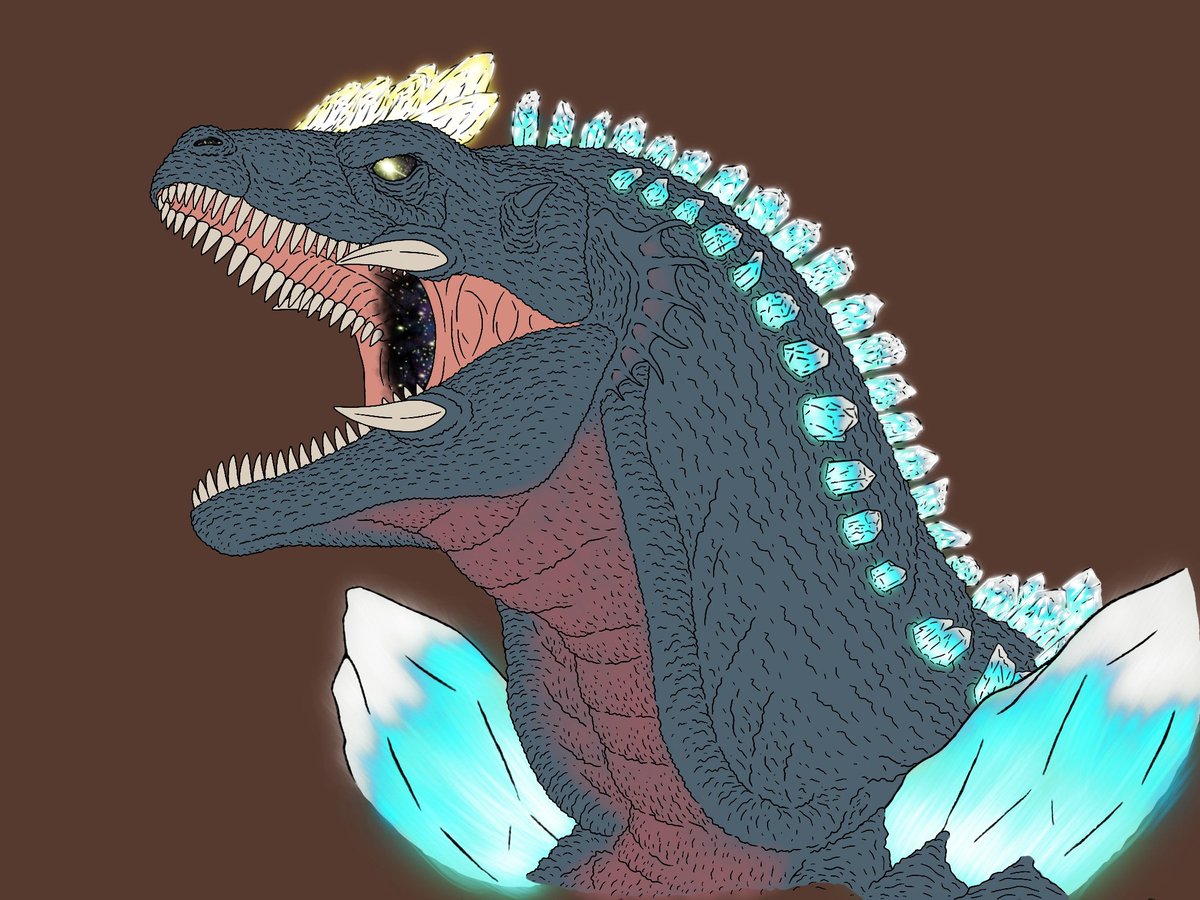 LizardKingPro10's tweet photo. WIP update on the head shot of LKPSpaceGojira. What i was able to get done last night before bed. #gojira #godzilla #spacegodzilla #kaiju #digitalartㅤㅤㅤㅤ https://t.co/dnru6Nj8Lz