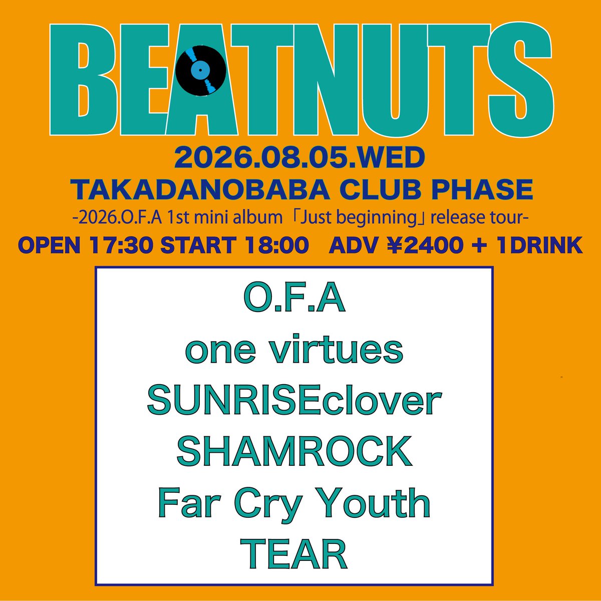 🔥解禁🔥 2026.08.05(水) @ 高田馬場CLUB PHASE 「2026.O.F.A 1st mini