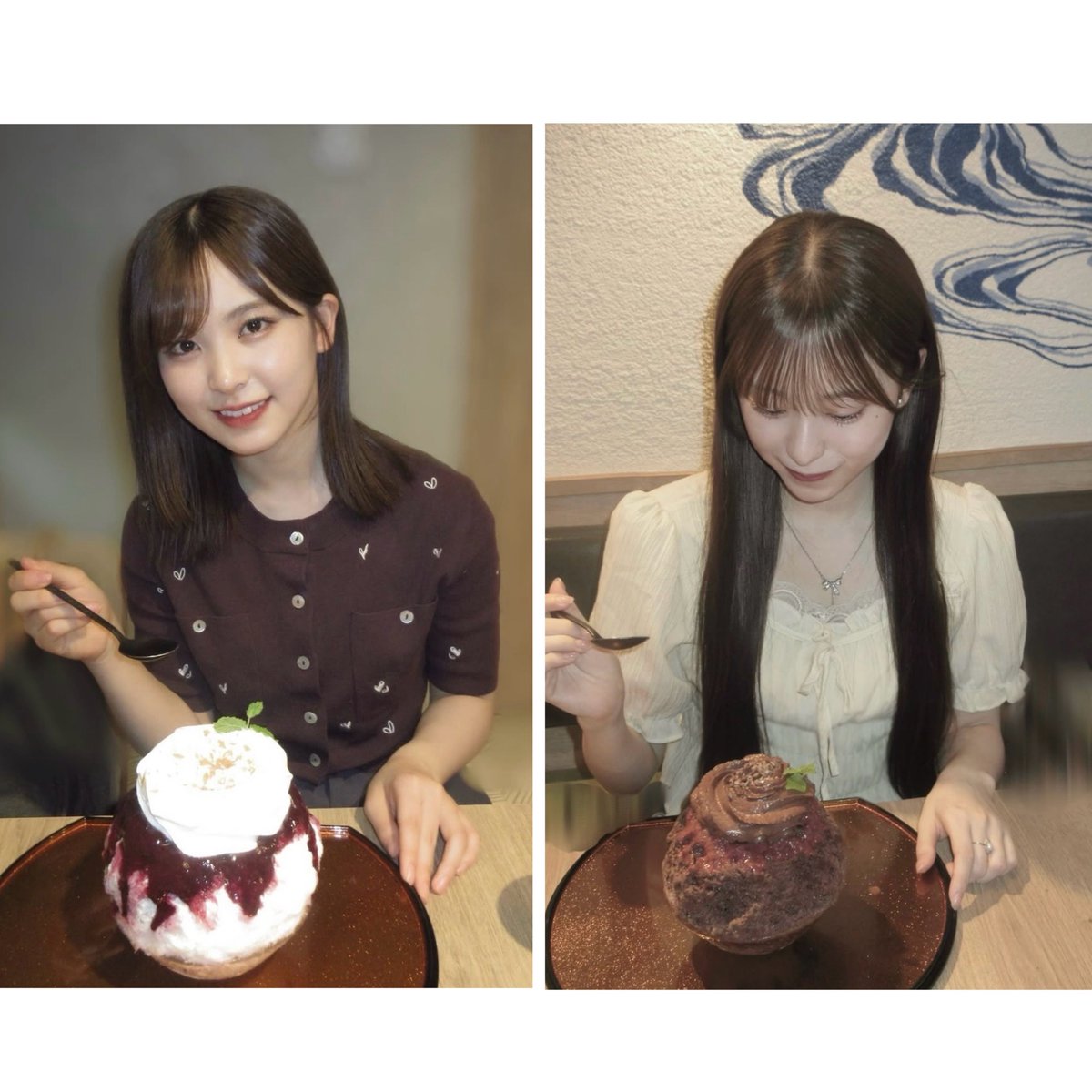 sakamichi_store's tweet photo. 🌸櫻坂46
遠藤理子ちゃん 村井優ちゃん かき氷🍧
⁡
📍雪見堂 銀座店
東京都中央区銀座
⁡
・理子ちゃん
☑️濃厚ブルーベリーとアールグレイカスタード / 2300円
⁡
・優ちゃん
☑️いちごショコラズベリー / 2300円 https://t.co/g73LJt96md