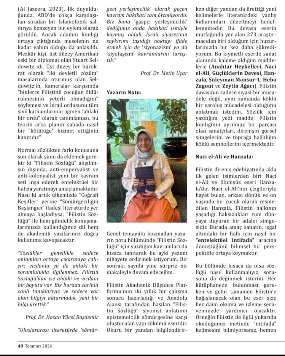 AtabasElif's tweet photo. @insicamdergisi 65.Sayıda Filistin Sözlüğünü tanıttım. Yazarları arasında olduğum bu kıymetli çalışmanın geliri Gazze'ye bağışlanacak inşallah. Bu yazım dergi editörünün seçtikleri arasında yer aldı 🍉 Okuyanı ve istifade edeni çok olsun.
@AA_Kitap @FilistinAkademi https://t.co/nWhKIQQQaD