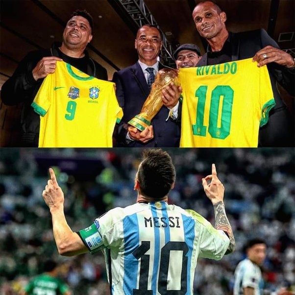 MessiTouchline's tweet photo. 🇧🇷 𝐂𝐚𝐟𝐮: "I'm going to root for Messi and by rooting for Messi, you're automatically rooting for Argentina. Why wouldn't I want Messi to be champion?" 🔥

🇧🇷 𝐑𝐢𝐯𝐚𝐥𝐝𝐨: "We no longer have Brazil or Neymar in this World Cup final, so I'll stick with Argentina. No words for you Messi, you deserved to be World Champion before, but God knows all things and will crown you this Sunday." 🔥

🇧🇷 𝐑𝐨𝐧𝐚𝐥𝐝𝐨: "If Argentina wins the World Cup, I'll be happy for Messi." 🔥