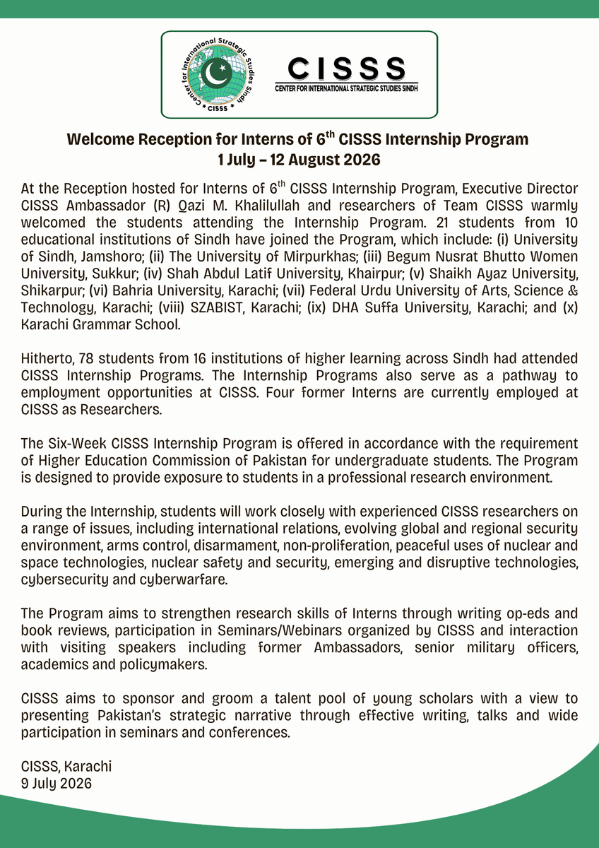 CISSS_Karachi's tweet photo. #CISSSInternshipProgram2026 https://t.co/visX8FMmHh