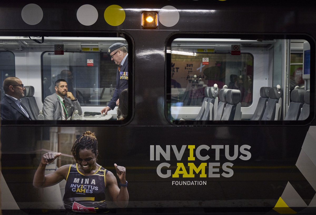 WeAreInvictus's tweet photo. Say hello to The Spirit of Invictus!

The #InvictusGames Foundation and London Northwestern Railway today unveiled The Spirit of Invictus Train, a specially branded train that will carry the name and spirit of the Invictus Community across the UK rail network.

The train is now in regular service for LNR and will be travelling around the UK spreading the Invictus Spirit ahead of the Invictus Games Birmingham 2027.