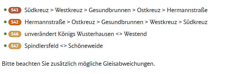 SBahnBerlin's tweet photo. Vorabinfo - #S41, #S42, #S46, #S47: Wegen kurzfristiger Bauarbeiten im Bereich #Tempelhof besteht heute ab ca. 21:50 Uhr bis 1:30 Uhr zwischen #Hermannstr. und #Südkreuz nur ein 20-Minuten-Takt mit der S46. Zugverkehr der Linien S41, S42 und S47 wie folgt: https://t.co/yfkHSaiXon