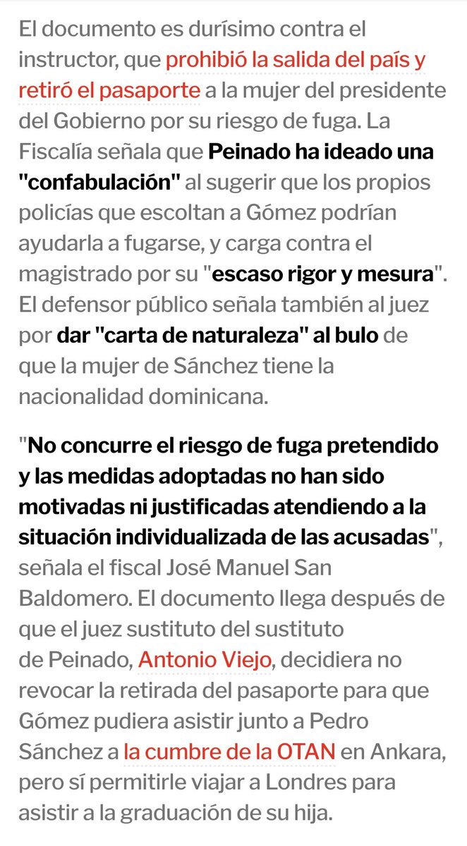 ferna1_diez's tweet photo. La Fiscalía recurre la "injusta" retirada del pasaporte a Begoña Gómez y acusa al juez Peinado de confabular.

"innecesaria, injustificada, inmotivada, desproporcionada, y contraria a los fines propios de la ley"

 Peinado ha ideado una "confabulación" https://t.co/4FlqtJXGEP