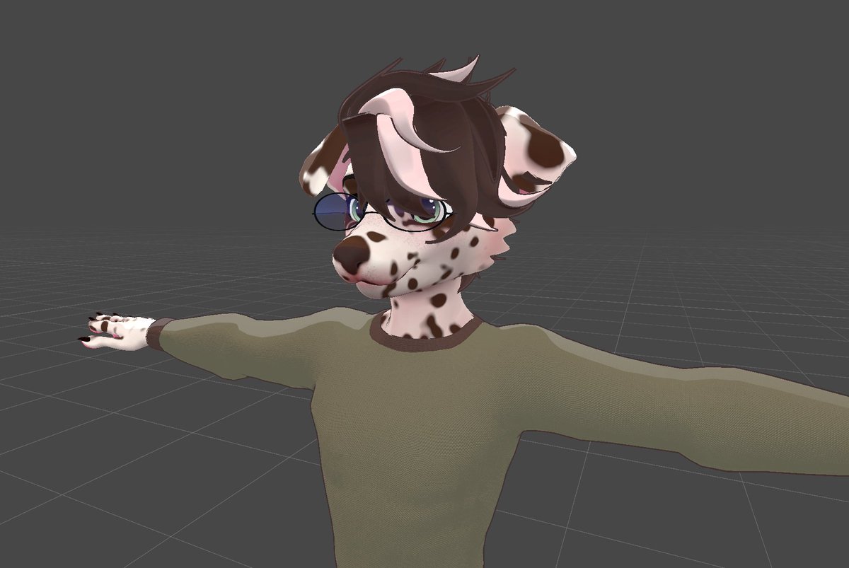 DillyWillyVR's tweet photo. A lil work in progress for @spotsmcdots Commission 
He hasn't seen this yet... also hasn't approved of the spot density/colors 
I was just too excited to get to his brown spotted Dalmatian. (He's prolly asleep rn)
