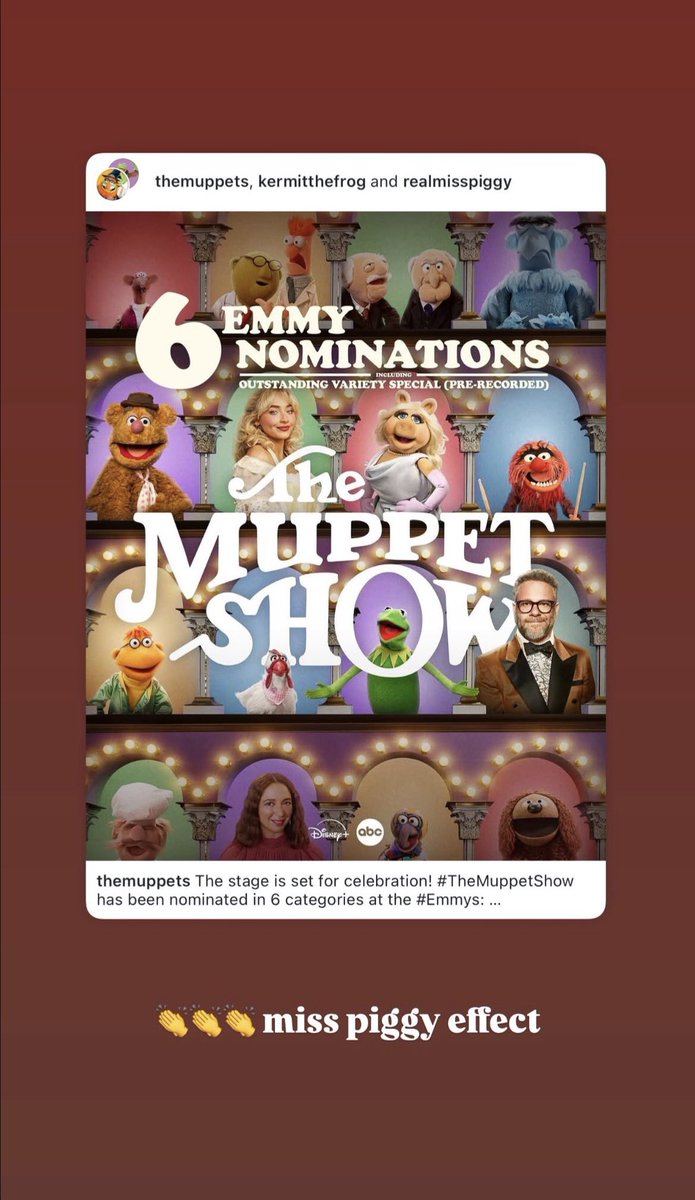 UpdatesBrinaBR's tweet photo. “efeito miss piggy”

Sabrina Carpenter sobre a indicação de ‘The Muppet Show’ ao #Emmys. https://t.co/3AtEarZJRL