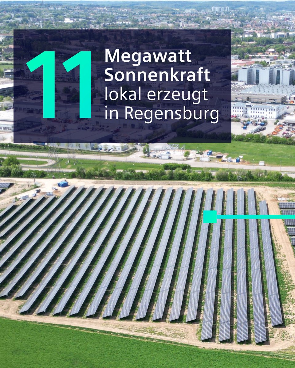 SiemensDE's tweet photo. Vor vier Jahren war das Gelände vor unserem Siemens-Standort in #Regensburg noch eine ungenutzte Freifläche. Heute erzeugen rund 17.000 PV-Module regionalen Solarstrom für den Innovation Campus. Ein starkes Beispiel dafür, was Zusammenarbeit möglich macht. ☀️🌱 https://t.co/hvE7uYpaLU