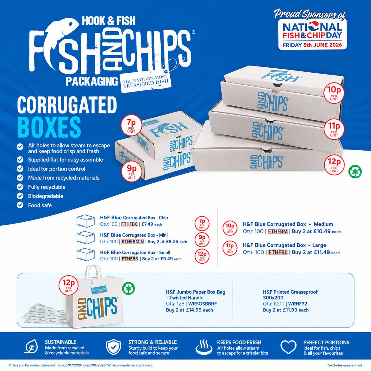 FriarsPride's tweet photo. Our premium Hook &amp; Fish packaging is designed to keep food crisp, secure and to serve 🐟  

Take advantage of our limited-time offers while stocks last!

Call us on 0333 049 0990 to place your order 📞 https://t.co/e9uI9iuAGj