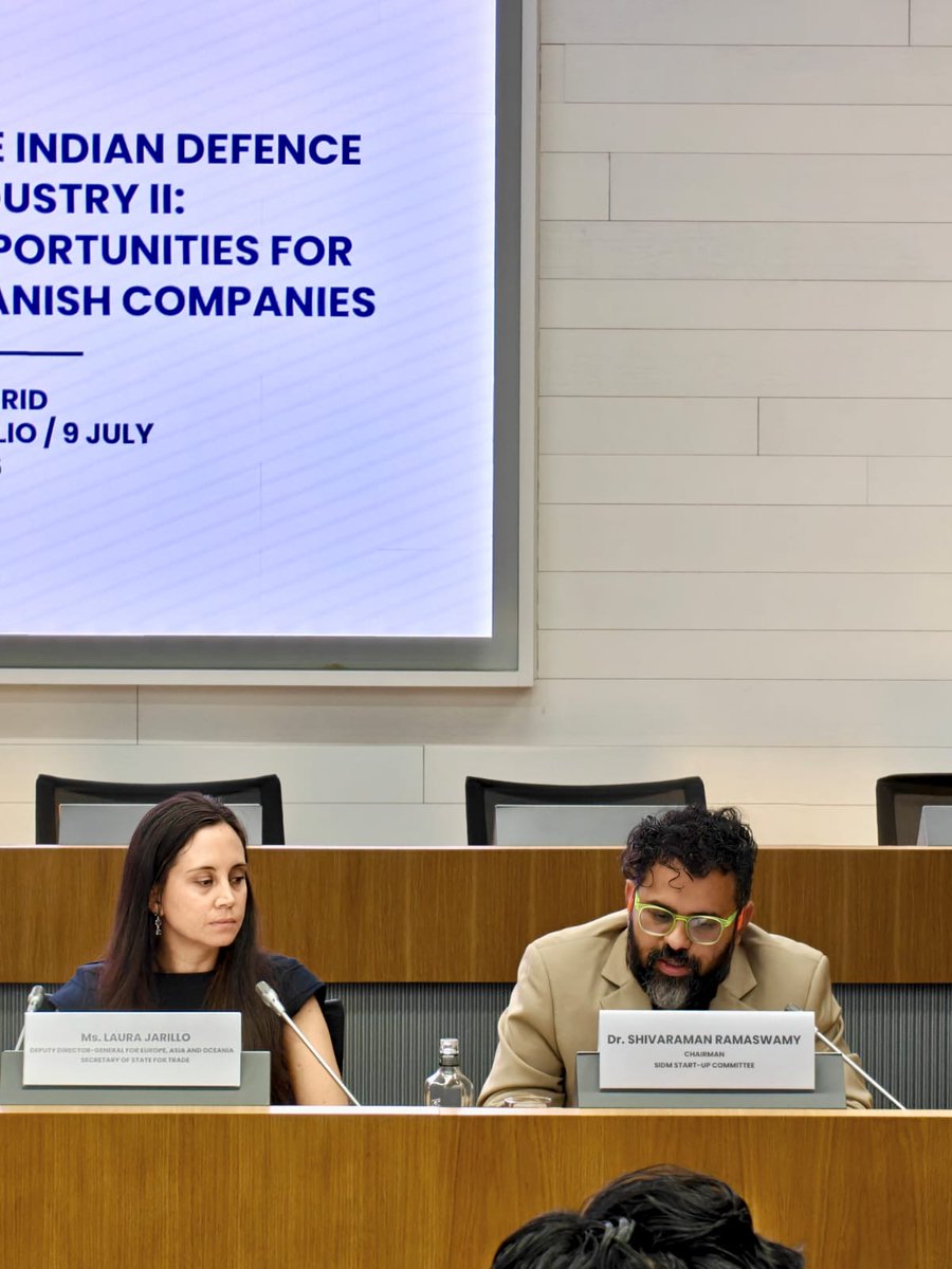 SIDMIndia's tweet photo. SIDM expresses its appreciation to the Embassy of India in Spain, the Spanish Confederation of Employers' Organizations (CEOE), and the Asociación de Empresas de Defensa, Aeronáutica y Espacio de España (TEDAE) for organising and supporting this important initiative. The workshop has provided a valuable platform for fostering dialogue, strengthening industry-to-industry engagement, and advancing India–Spain defence industrial cooperation.

@MEAIndia @IndiainSpain @rajnathsingh 
@SpokespersonMoD 
@DefProdnIndia @EmbEspIndia @CEOE_ES @TedaeEs 
@FollowCII @CII4Global  @ramesh569108 @Ramchandan1Arun