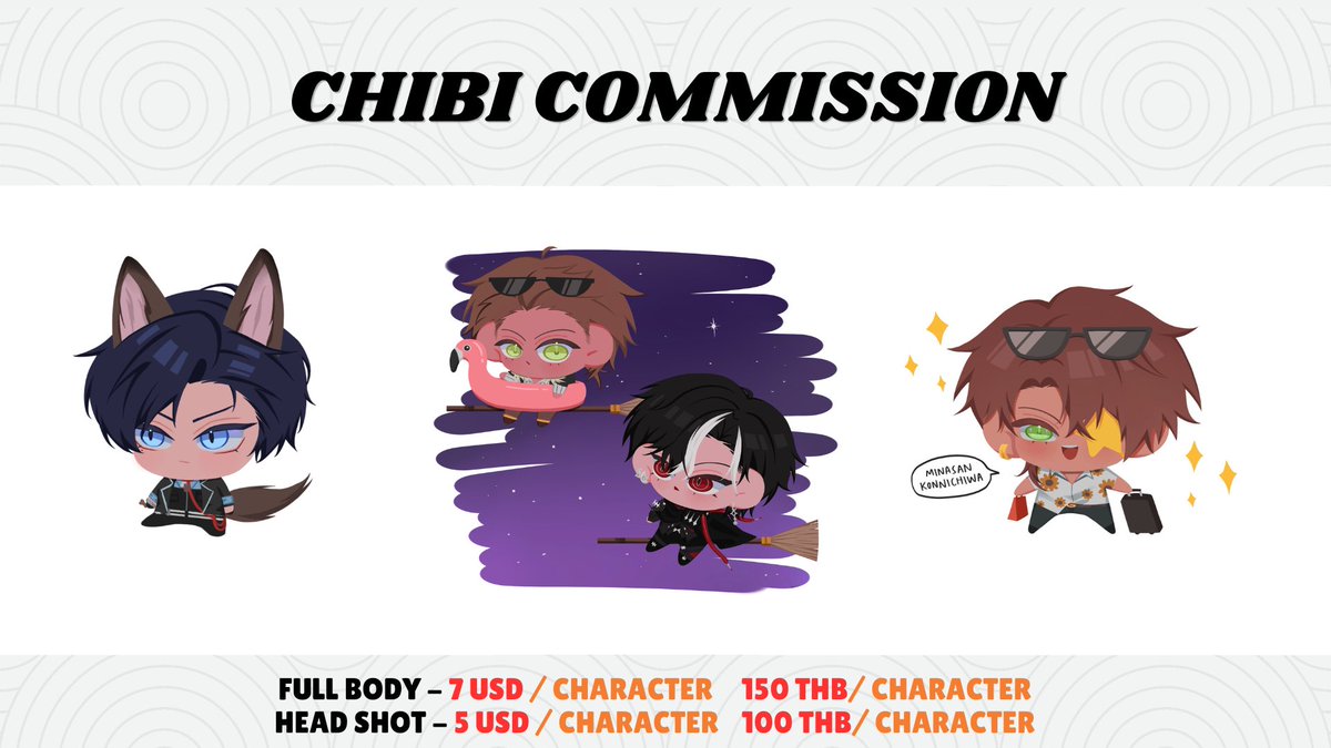hiwarmest's tweet photo. CHIBI COMMISSION OPEN ᯓ★
RT appreciated 💗
— $7 / Character
— 150 บาท / ตัวละคร
— สั่งงานผ่าน DM
— Order via DM or Ko-fi
— Kofi: https://t.co/GqCtPPKS2G
— If you have any questions, feel free to contact me via DM anytime 💌
#commissionTH #commissionopen #koficommission https://t.co/FrHCJWI9Kt