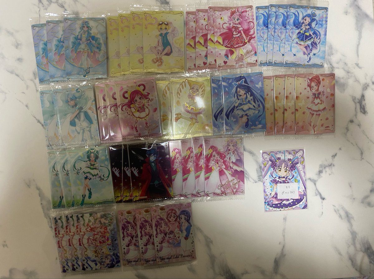 Mll753's tweet photo. プリキュアウエハース 13 交換 譲渡

譲︎✦︎画像1.2枚目
求✦画像3枚目（キュンキュン、キッス、ミスティック、アルカナ）or定価＋送料

︎✦︎郵送のみ
✦︎︎2枚からのお取引でお願いします。
✦︎︎青枠（各1求）はピンク枠含むお取引のみ
✦︎︎1部お声かけ中の物もあります。 https://t.co/Bj13awJHOZ