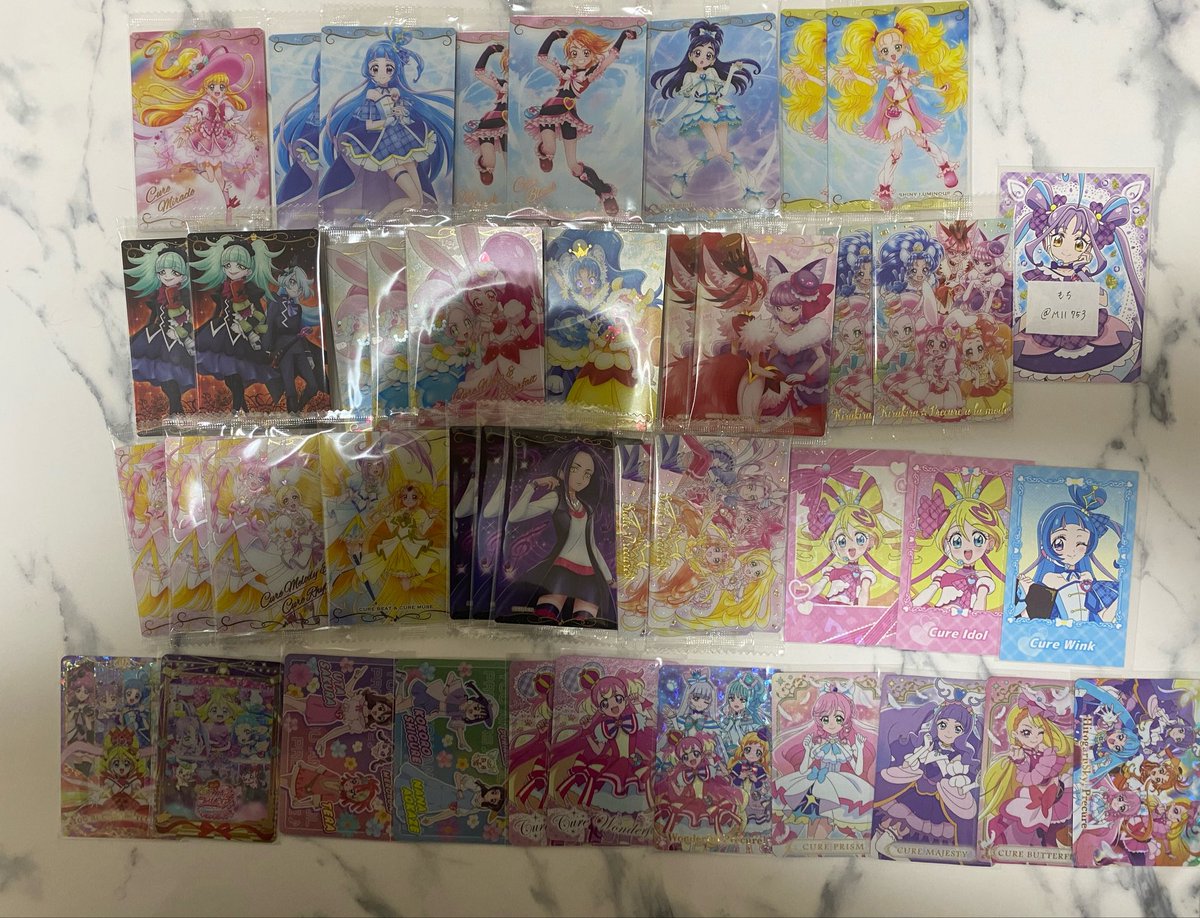 Mll753's tweet photo. プリキュアウエハース 13 交換 譲渡

譲︎✦︎画像1.2枚目
求✦画像3枚目（キュンキュン、キッス、ミスティック、アルカナ）or定価＋送料

︎✦︎郵送のみ
✦︎︎2枚からのお取引でお願いします。
✦︎︎青枠（各1求）はピンク枠含むお取引のみ
✦︎︎1部お声かけ中の物もあります。 https://t.co/Bj13awJHOZ
