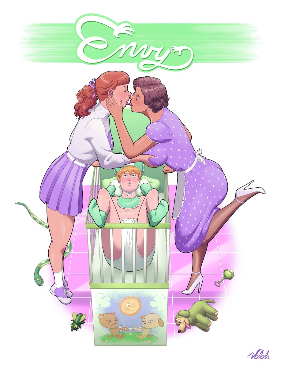 VolohDraws's tweet photo. Fourth and final part of the Envy series. Originally, I planned to draw AB feeling jealous of all the adult things his babysitter could do. However, I decided to replace that scene with a slightly more suggestive one. I hope you liked these four drawings! https://t.co/VckHSreFwG