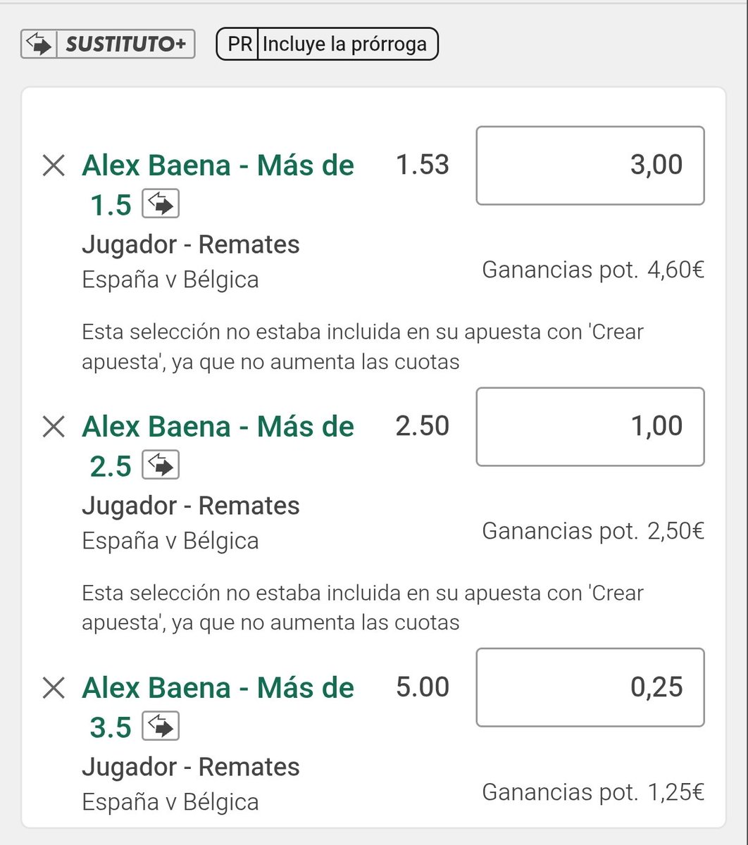 FPAnalyticsES's tweet photo. ⚽ ESPAÑA 🇪🇸 - BÉLGICA 🇧🇪

🏠 Bet365 
💰 ESCALERA REMATES 
📊 STAKE 3 - 1 - 0.25
📝

Escalera de remates de Alex Baena quien promedia 2.4 remates este mundial.

- Pero lo que más me gusta es el "sustituto" -> 3/4 partidos ha sido: Ferran Torres.

Ferran promedia 2 remates este mundial.

* Según informes también estaría disponible para jugar Nico Williams, quién podría entrar en la posición de Baena.

Nico ha jugado una media de 16' este mundial por lo que no ha podido brillar aún.
Viendo su histórico Nico promedia en sus últimos 40 partidos 2.9 remates.

Gestiona el Bank y con ganar el +1.5 ya tendríamos resultados positivos.

🔞 APUESTA RESPONSABLE