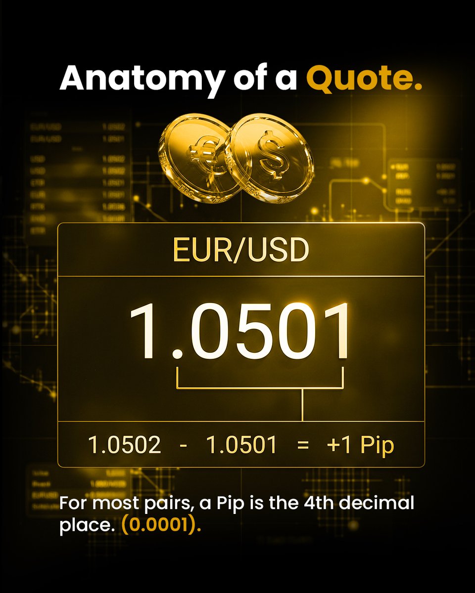 GeldexCapital's tweet photo. Ever wonder how market movements are actually measured?
Swipe through our quick guide:
🔹 What a pip actually represents
🔹 How to spot it in a standard currency quoter.
Visit https://t.co/evynkOfO2t to master the mechanics of the market.
#ForexEducation #WhatIsAPip #LearnForex https://t.co/GTi49yXry8
