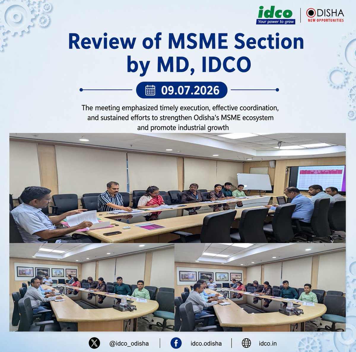 idco_odisha's tweet photo. Managing Director, IDCO chaired a review meeting of the MSME Section to assess the progress of ongoing initiatives, review project implementation, address key issues, and expedite critical activities. (1/2)

#IDCO #MSME #Odisha #IndustrialDevelopment #EaseOfDoingBusiness https://t.co/IwJbov5os2