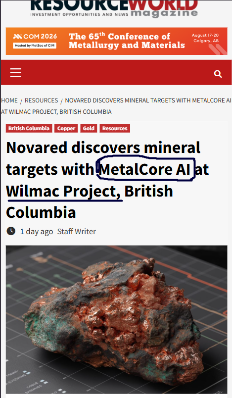gapec64815485's tweet photo. Yo mining crew, Anglo American is another reminder that copper sits right in the middle of the next infrastructure cycle.
Why does that matter?
Angloβs portfolio spans copper, iron ore, PGMs, nickel, coal and diamonds, but copper is the cleanest future-facing part of the story.
Transmission lines, transformers, renewable power, EV charging, motors, electronics and digital infrastructure all need it.
That is why
$NRED / $NREDF
stays interesting to me on the earlier-stage side. NovaRed has Wilmac in BC, copper-gold-platinum exposure, and MetalCore AI helping sharpen exploration targets from geology, geochem and historical datasets.
Majors show the demand path. Juniors give the torque.
This material may be updated or changed without prior notice.
$ROMA $EONR