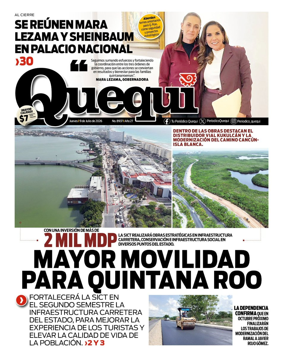 PeriodicoQuequi's tweet photo. ☕ Arranca tu día bien informado
📰 Portadas de HOY | #Quequi
📅 Jueves 09 de julio de 2026
🌐 https://t.co/LSBRNtFLu3 https://t.co/8isjWW47jK