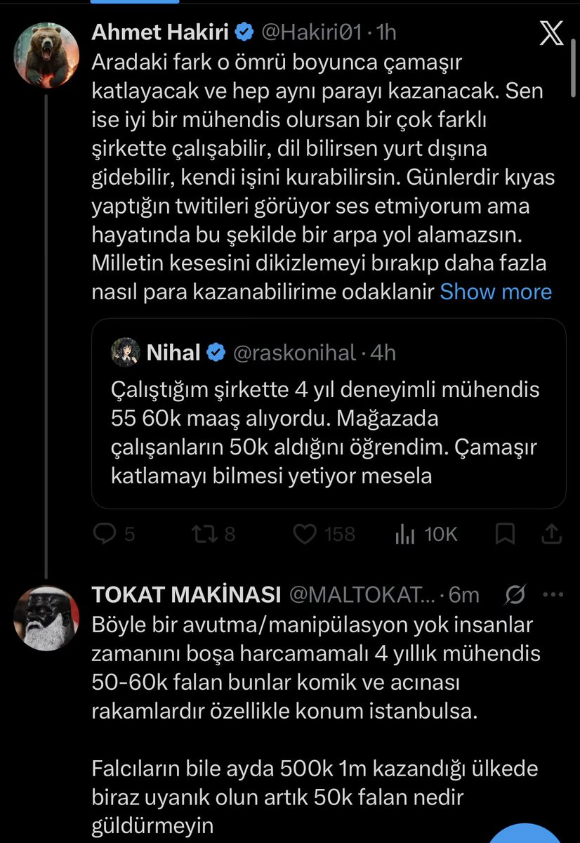 MALTOKATLAYAN's tweet photo. Böyle boş adamları dinlemeyin. 40-60k neyse 3-5 seneye artar dersiniz şak diye 30-35 yaşlarınıza gelirsiniz. Sonra da bu yaşta böyle ezik paralara çalıştığınız için ya kıçınıza tekme koyarlar ya da pazarlık gücünüz kalmaz. Astroloji tayfa bile ayda 300-500k yapıyor @raskonihal https://t.co/UuoPkKwshS