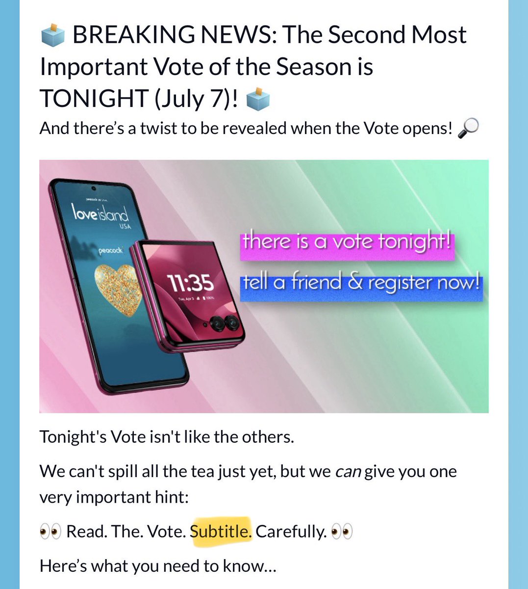 perfectwhim's tweet photo. the funniest thing about tuesday’s vote is everyone calling each other stupid or saying we all lack reading comprehension skills but they literally just said to read the subtitle carefully. who you voted for first does not fucking matter 😭 #loveislandusa https://t.co/2bJ2LqXGVY