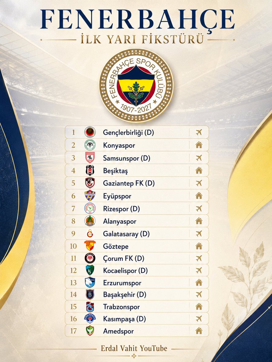 erdalvahd's tweet photo. Fenerbahçe ilk yarı fikstürü https://t.co/d9J5xYUO9e