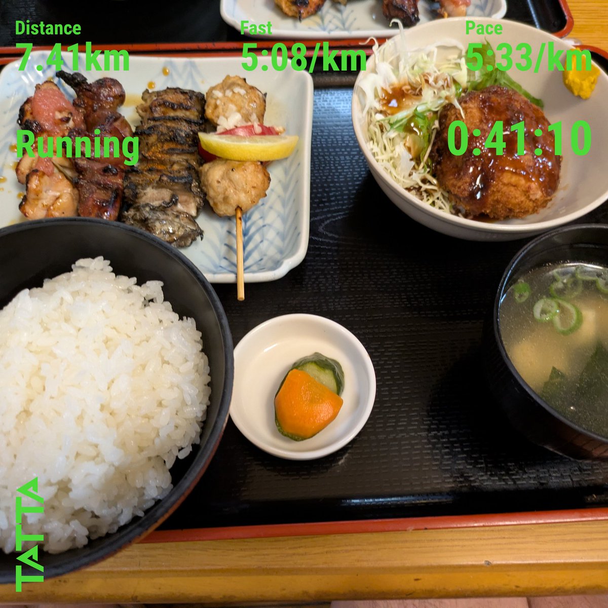 CzJme's tweet photo. 4点焼き鳥定食メンチ付き。
run to eat.

#ラン
#めんどり https://t.co/uSYExTApYT