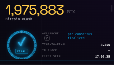 KursiLive's tweet photo. Right under the highlight, you can see live decentralized trading happening on Agora, where someone just bought 1,975,883 BTX tokens for 35,966.55 XEC. https://t.co/fAycX6uCRG