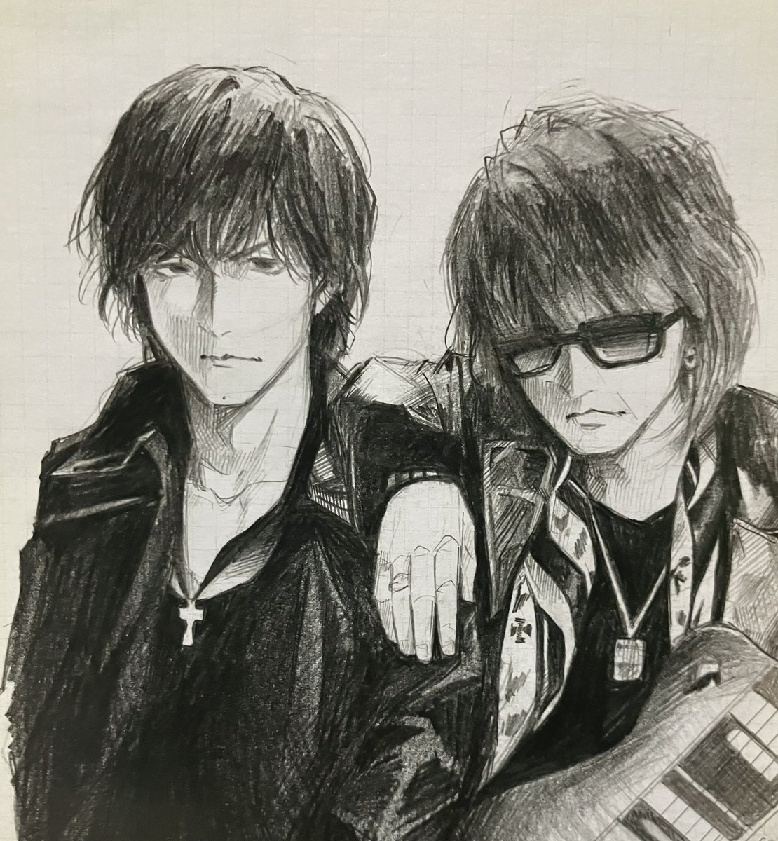 mzmzIllust's tweet photo. B’zのお二人の描き方定着してきた https://t.co/H9HaBG8vos